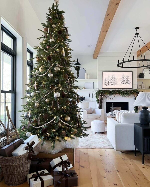 9' Alpine Fir Slim Artificial Christmas Tree 900 Warm White LED Lights
