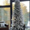 8' King Flock® Slim Artificial Christmas Tree Unlit - FINAL SALE