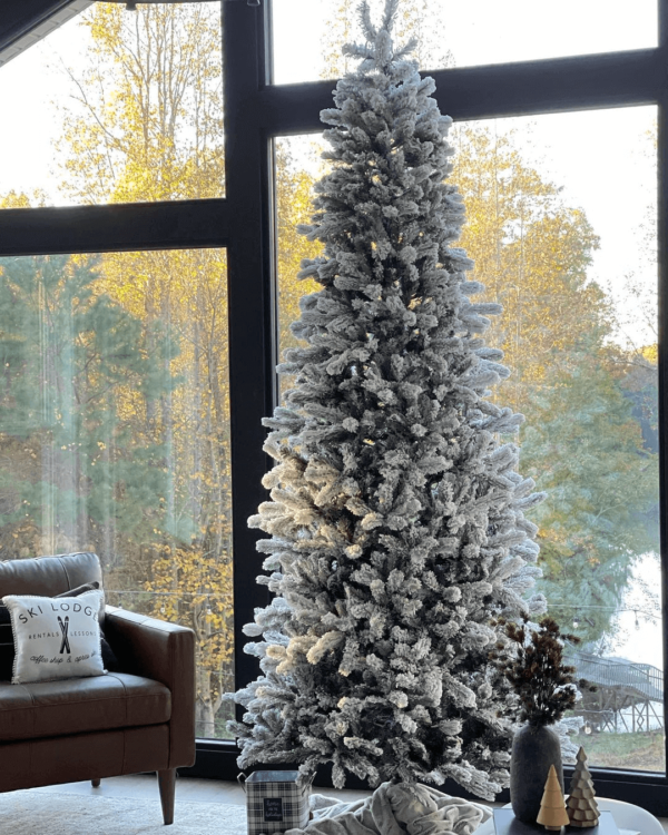 8' King Flock® Slim Artificial Christmas Tree Unlit - FINAL SALE
