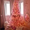 7.5' Duchess Pink Flock Artificial Christmas Tree with 600 Warm White LED Lights