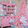6.5' Duchess Pink Flock Artificial Christmas Tree with 500 Warm White LED Lights