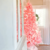 7.5' Duchess Pink Flock Artificial Christmas Tree with 600 Warm White LED Lights