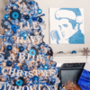 7.5' Duchess Blue Flock Artificial Christmas Tree with 600 Warm White LED Lights