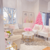 7.5' Duchess Pink Flock Artificial Christmas Tree with 600 Warm White LED Lights