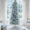6.5' King Flock® Slim Artificial Christmas Tree with 500 Warm White LED Lights