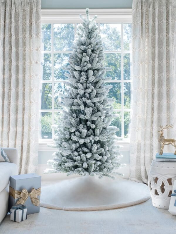 8' King Flock® Slim Artificial Christmas Tree Unlit - FINAL SALE