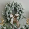 24" King Flock® Wreath with Warm White LED Lights (Battery Operated)