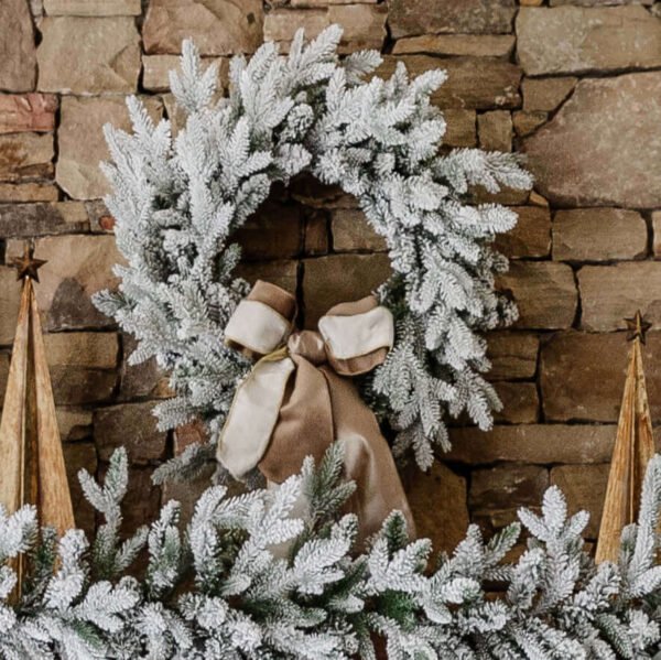 24" Queen Flock® Wreath with Warm White LED Lights (Battery Operated)