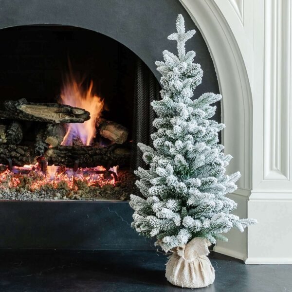 3' Queen Flock® Artificial Christmas Tabletop Tree with 50 Warm White LED Lights