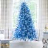 7.5' Duchess Blue Flock Artificial Christmas Tree with 600 Warm White LED Lights