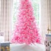 7.5' Duchess Pink Flock Artificial Christmas Tree with 600 Warm White LED Lights