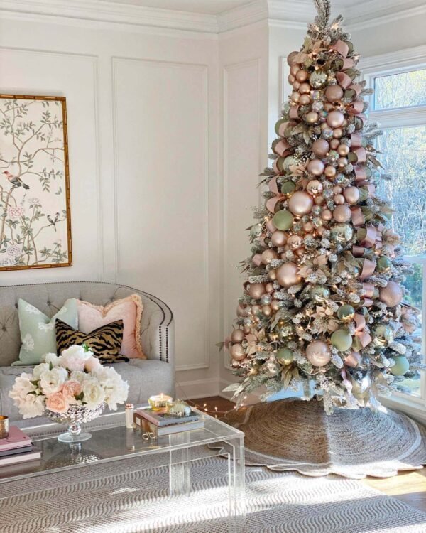 10' King Flock® Artificial Christmas Tree with 1250 Warm White LED Lights