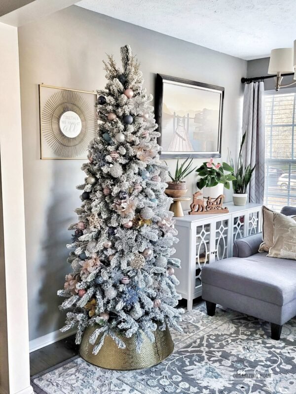 8' King Flock® Slim Artificial Christmas Tree Unlit - FINAL SALE