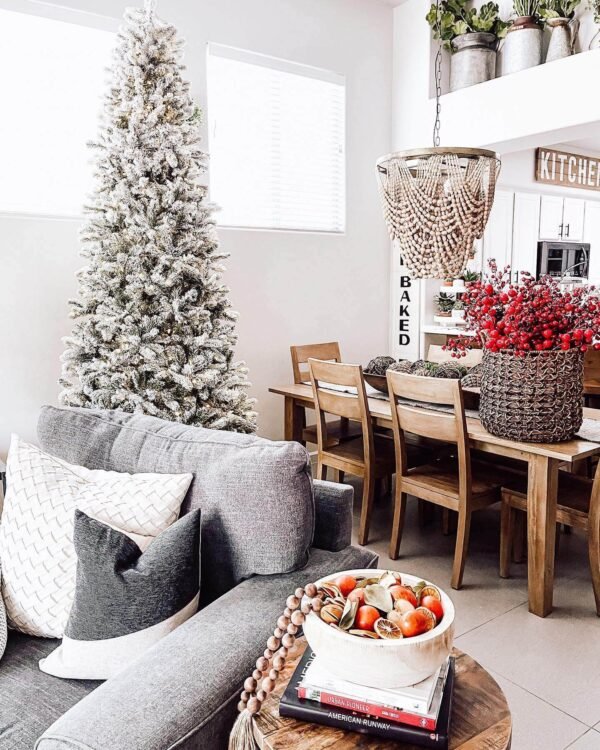 8' King Flock® Slim Artificial Christmas Tree Unlit - FINAL SALE