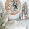 24" King Flock® Wreath with Warm White LED Lights (Battery Operated)