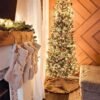 10' King Fraser Fir Slim Artificial Christmas Tree with 1100 Warm White LED Lights