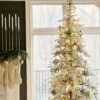 8' King Noble Flock Artificial Christmas Tree with 600 Warm White LED Lights