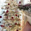 8' King Noble Flock Artificial Christmas Tree with 600 Warm White LED Lights