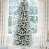 8' King Flock® Slim Artificial Christmas Tree with 700 Warm White LED Lights
