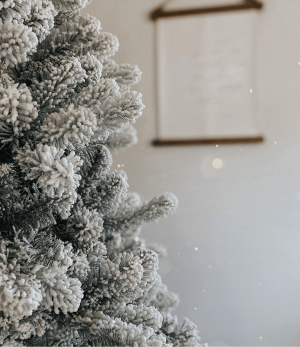 10' King Flock® Slim Artificial Christmas Tree Unlit