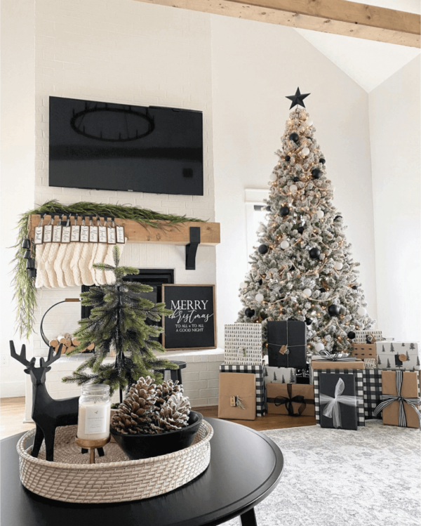 12' King Flock® Artificial Christmas Tree with 1650 Warm White LED Lights