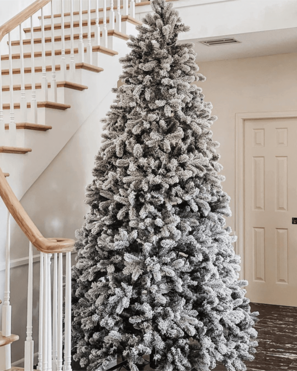 9' King Flock® Artificial Christmas Tree Unlit