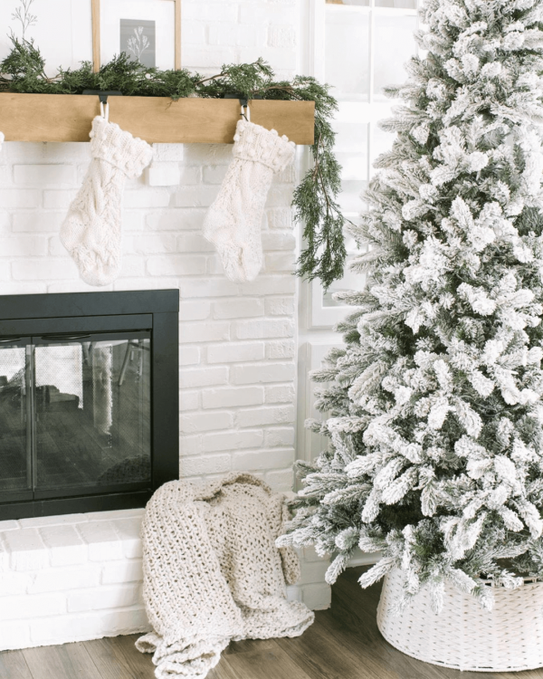 9' King Flock® Artificial Christmas Tree Unlit