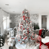 10' King Flock® Artificial Christmas Tree with 1250 Warm White LED Lights