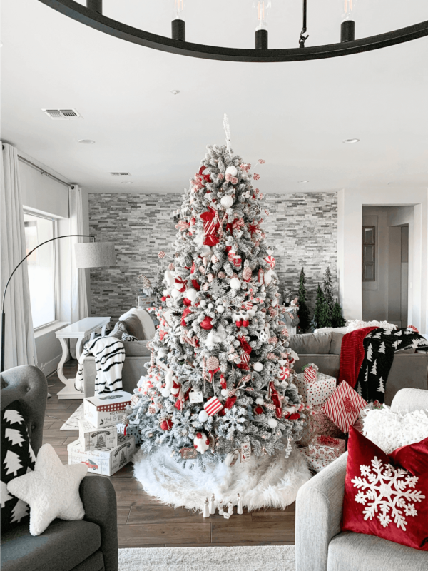 10' King Flock® Artificial Christmas Tree with 1250 Warm White LED Lights