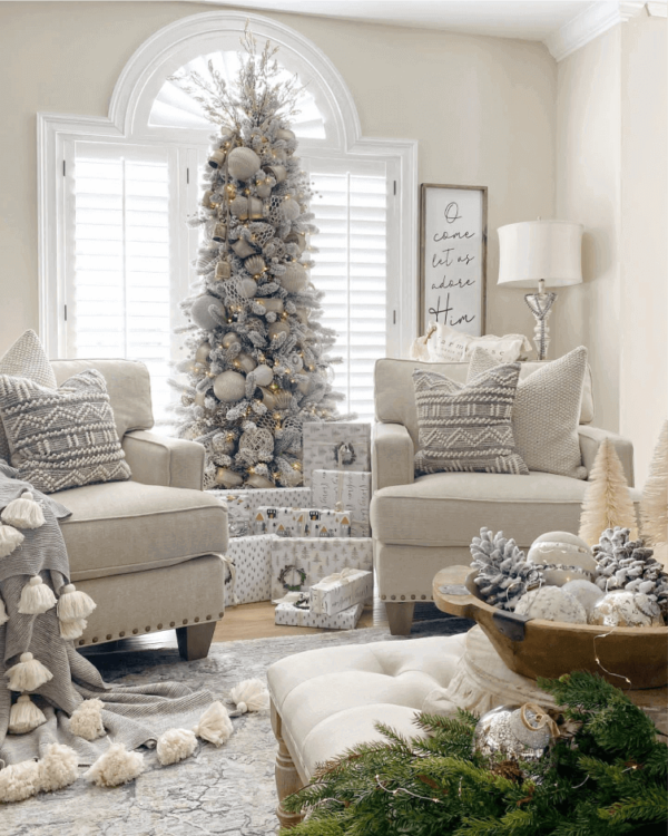 8' King Flock® Slim Artificial Christmas Tree Unlit - FINAL SALE