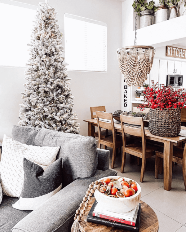 12' King Flock® Slim Artificial Christmas Tree with 1250 Warm White LED Lights