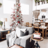 12' King Flock® Slim Artificial Christmas Tree with 1250 Warm White LED Lights