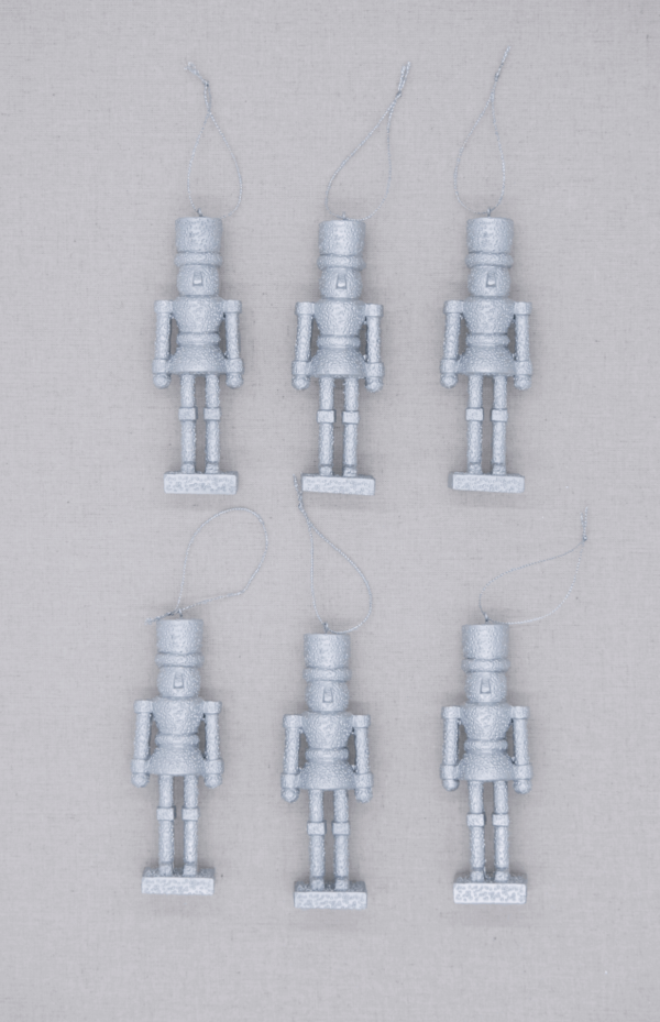 P1020366copy2 Silver Nutcracker Glass Ornament Set (6 Pack)