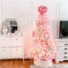 6.5' Duchess Pink Flock Artificial Christmas Tree with 500 Warm White LED Lights