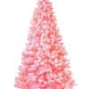 7.5' Duchess Pink Flock Artificial Christmas Tree with 600 Warm White LED Lights