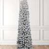 9' Prince Flock® Pencil Artificial Christmas Tree with 600 Warm White LED Lights