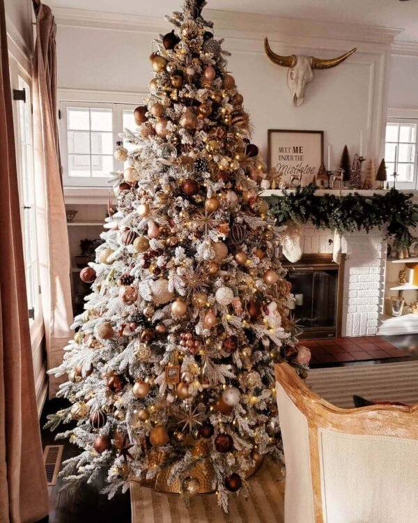 6.5' Queen Flock® Artificial Christmas Tree with 650 Warm White LED Lights