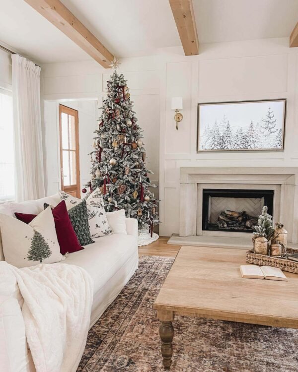 12' Queen Flock® Slim Artificial Christmas Tree With 1200 Warm White LED Lights