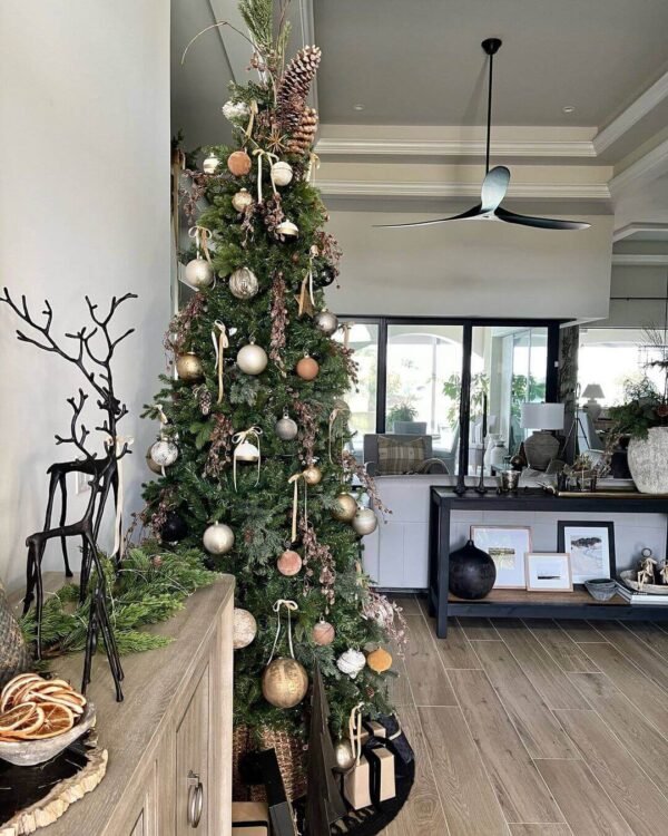 9' Yorkshire Fir Slim Artificial Christmas Tree with 600 Warm White LED Lights