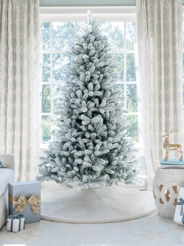 10' King Flock® Artificial Christmas Tree with 1250 Warm White LED Lights