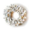 24" King Flock® Wreath with Warm White LED Lights (Battery Operated)