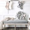 24" King Flock® Wreath with Warm White LED Lights (Battery Operated)
